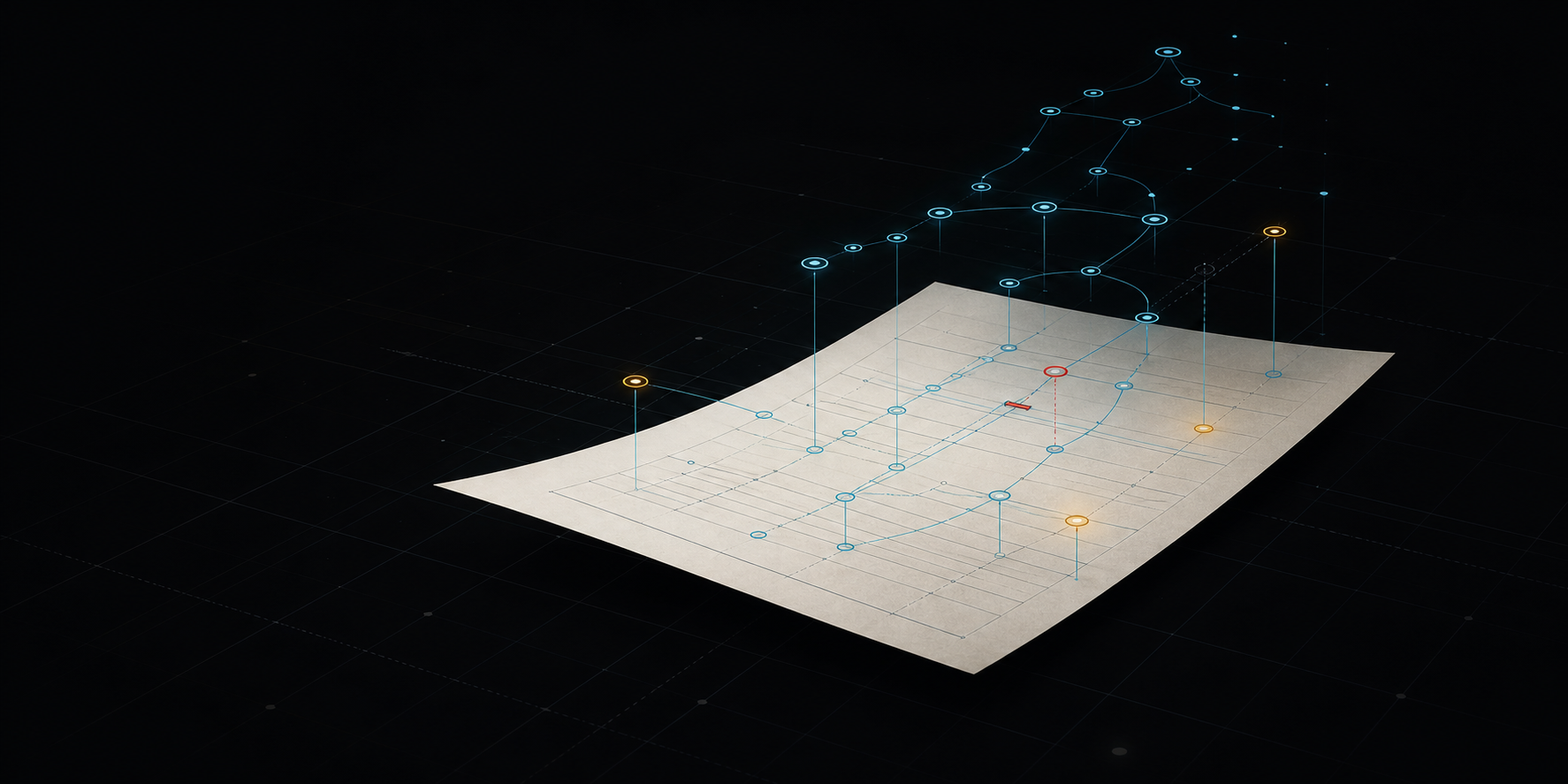 A manuscript plane connected to story-state and workflow nodes.